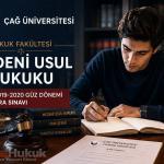 Çağ Üniversitesi Hukuk Fakültesi Medeni Usul Hukuku dersine ilişkin 2019-2020 güz dönemi ara sınavı soruları