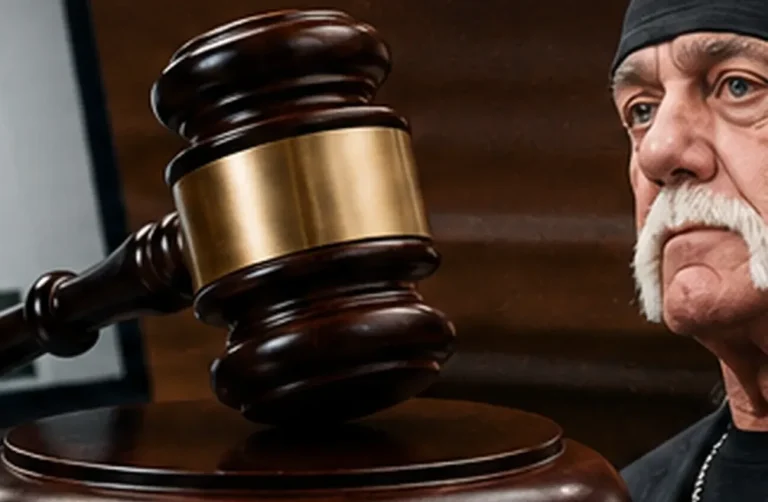 Hulk Hogan’ı çağrıştıran ünlü güreşçi portresi ile mahkeme tokmağının mahremiyet ve basın özgürlüğü çatışmasını simgelediği editoryal görsel